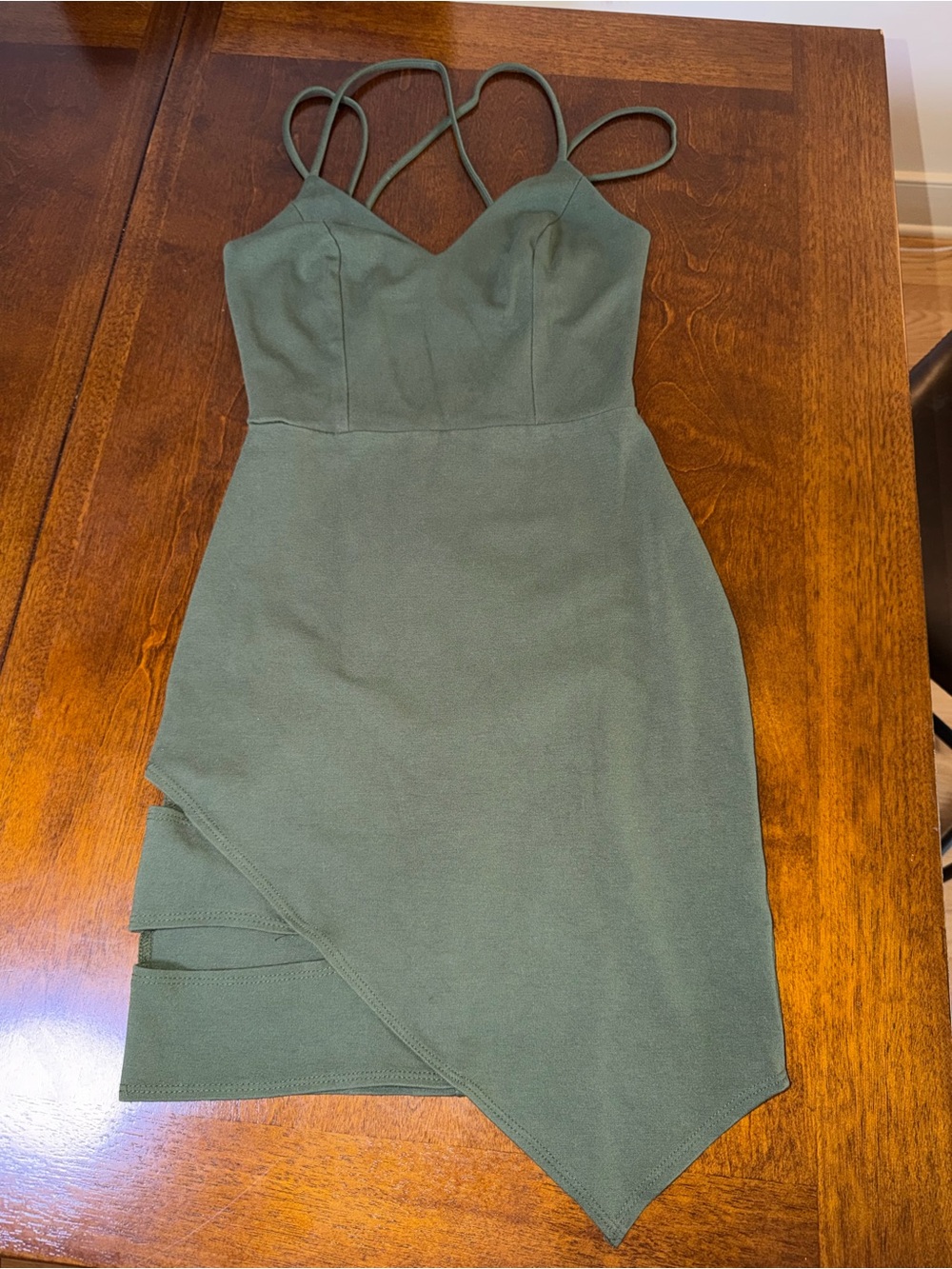 Charlotte Russe Olive Green Strappy Asymmetrical Dress